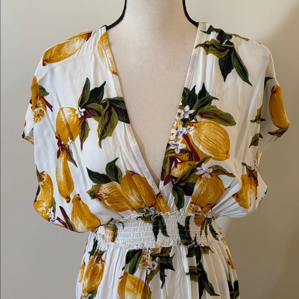 Blue Island Lemon Print Swim Cover Up - Picture 2 of 5
